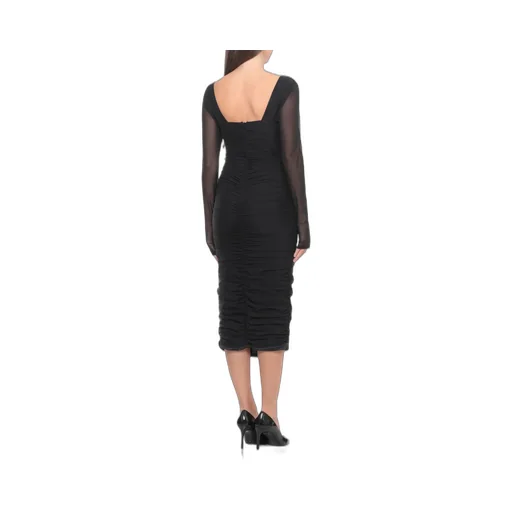 Ruched Sheer Sleeve Dress