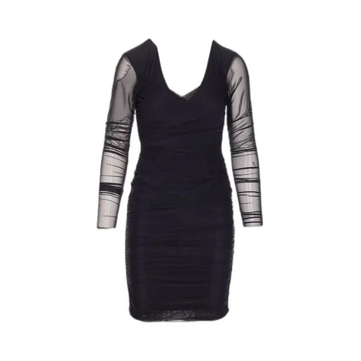 Ruched Mesh Mini Dress