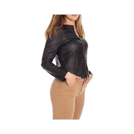 Perforated Faux Leather Jacket