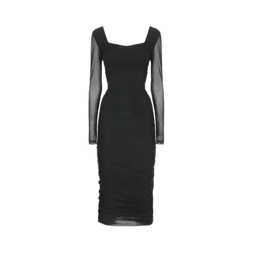 Ruched Sheer Sleeve Dress