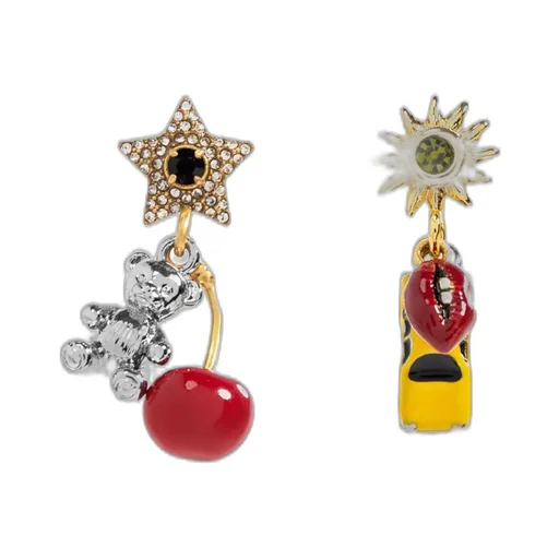 Asymmetric Earrings With Charms
