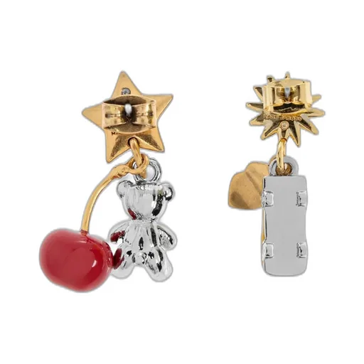 Asymmetric Earrings With Charms