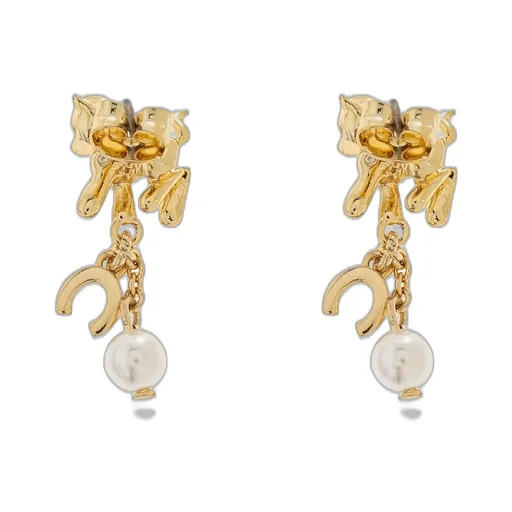 Tiger Charm Earrings With Pearl