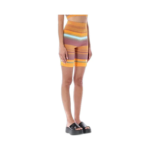Striped High-Waisted Biker Shorts
