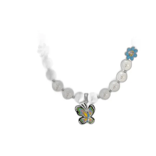 Pearl Necklace With Butterfly Pendant