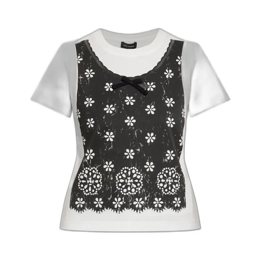 T-Shirt With Floral Print Overlay