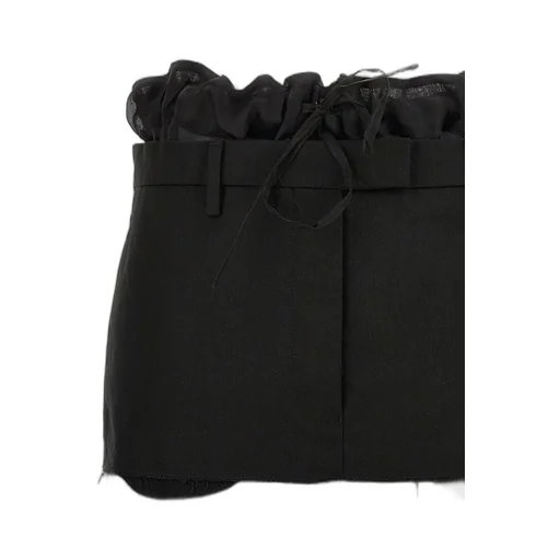 High-Waisted Shorts With Sheer Overlay