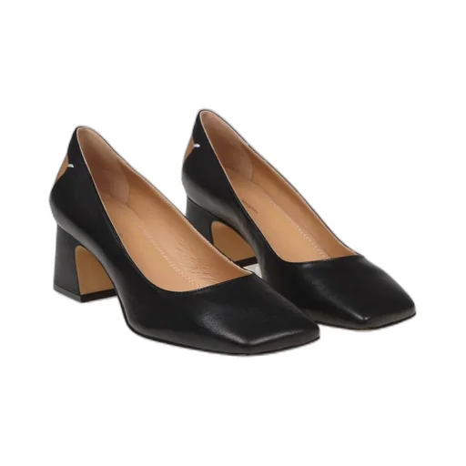 Square-Toe Block Heel Pumps