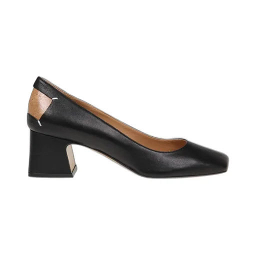 Square-Toe Block Heel Pumps