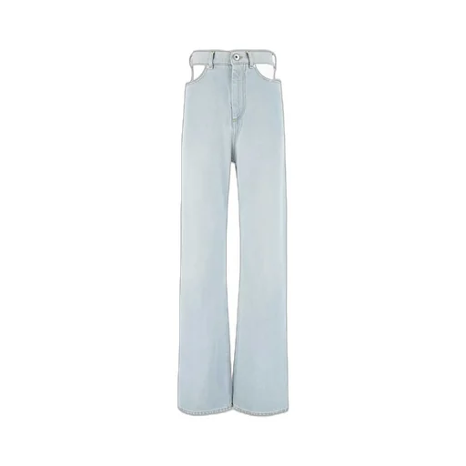 High-Waisted Wide-Leg Jeans With Cut-Outs