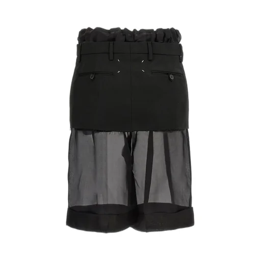 High-Waisted Shorts With Sheer Overlay