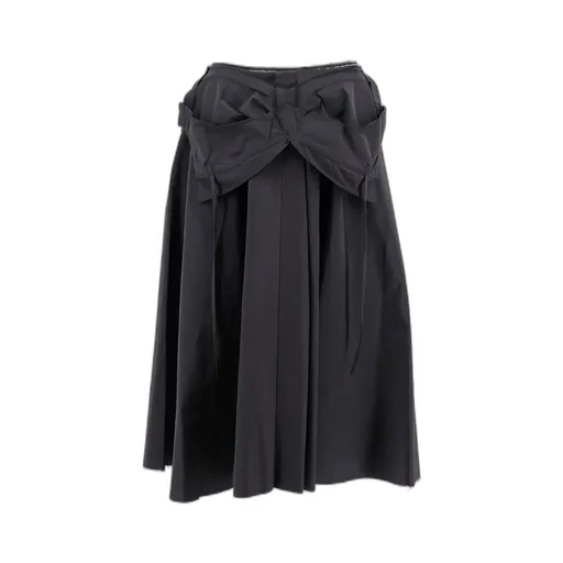 High-Waisted Pleated Skirt With Bow Detail