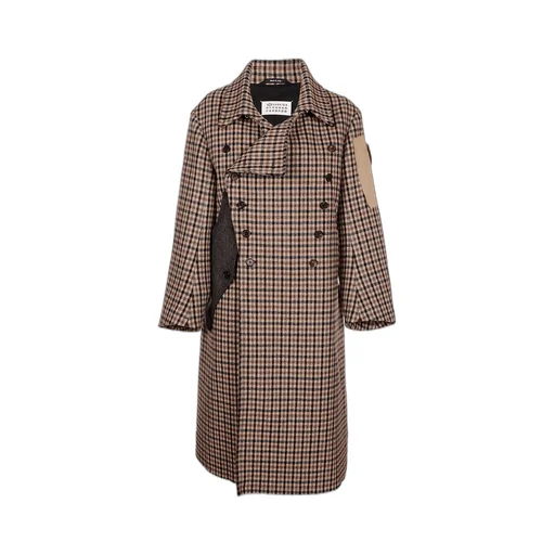 Double-Breasted Checked Coat