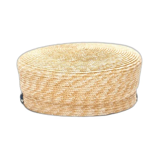 Straw Boater Hat With Polka Dot Band