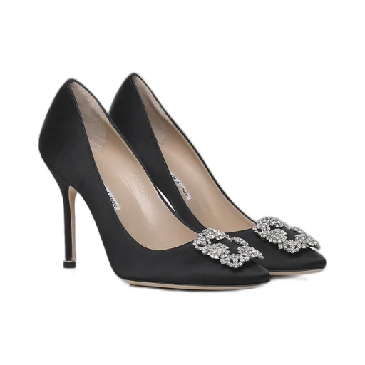 Pointed-Toe Pumps With Crystal Buckle