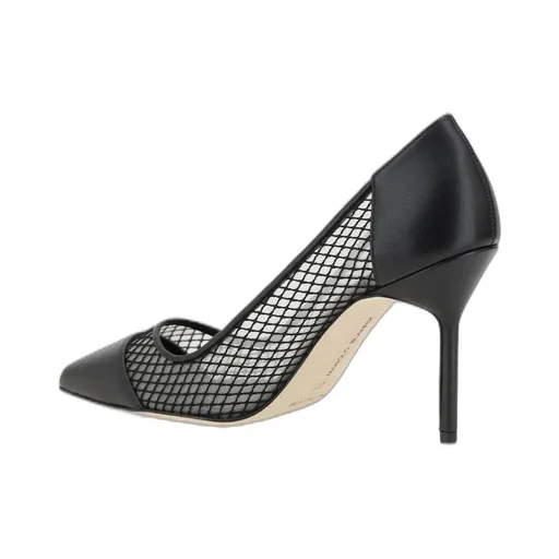 Mesh And Leather Pointed Toe Pumps