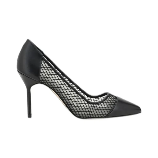 Mesh And Leather Pointed Toe Pumps