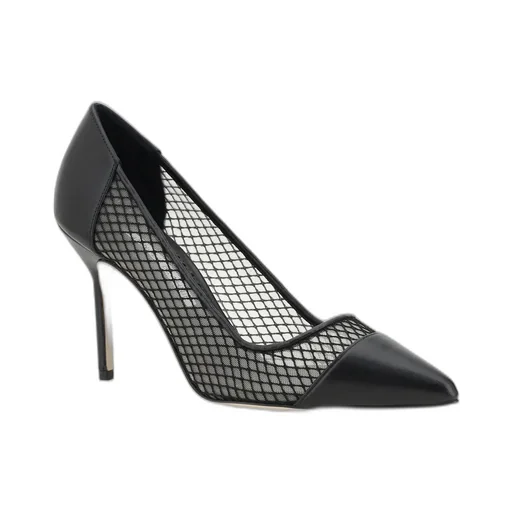 Mesh And Leather Pointed Toe Pumps