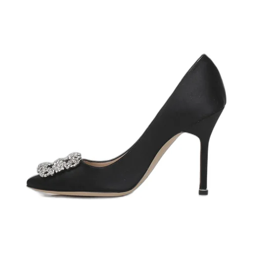 Pointed-Toe Pumps With Crystal Buckle
