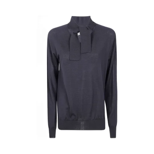 Long-Sleeved Sweater With Tie Neck