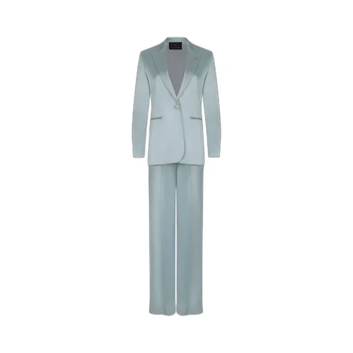 Satin Blazer And Wide-Leg Pants Set