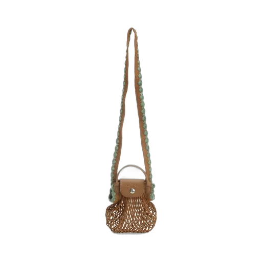 Net Bag With Leather Trim
