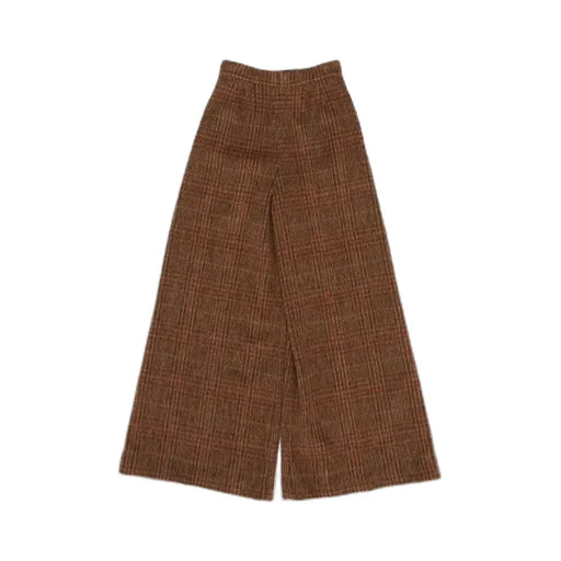 Wide-Leg Plaid Trousers