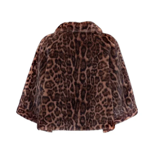 Leopard Print Faux Fur Cropped Jacket