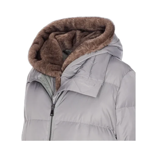 Down Puffer Coat With Fur Hood