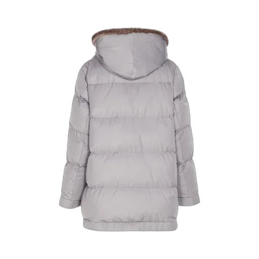 Down Puffer Coat With Fur Hood