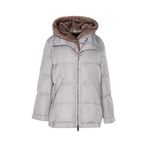 Down Puffer Coat With Fur Hood