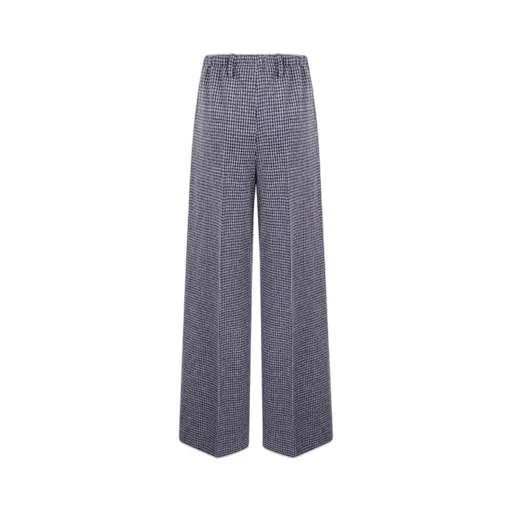 Wide-Leg Houndstooth Trousers