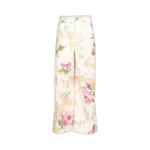 Floral Print Wide-Leg Jeans