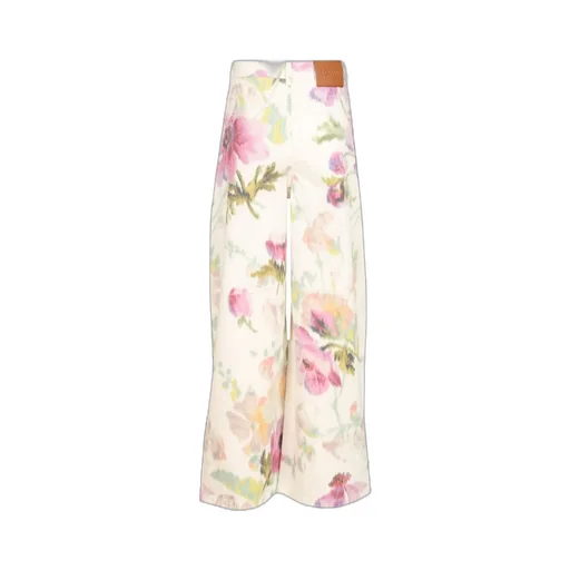 Floral Print Wide-Leg Jeans