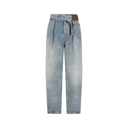 High-Waisted Pleated Jeans