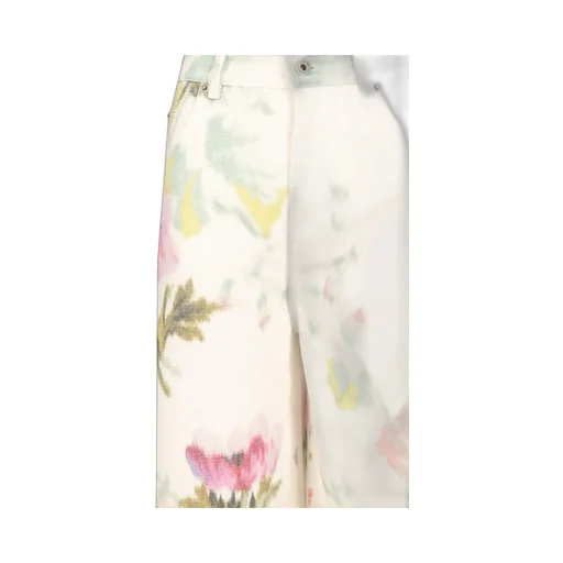 Floral Print Wide-Leg Jeans