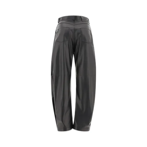 High-Waisted Wide-Leg Leather Trousers