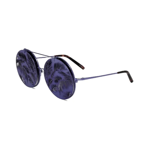 Round Sunglasses With Palm Leaf Engraving