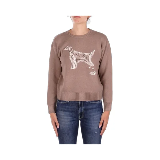 Crewneck Sweater With Dog Intarsia