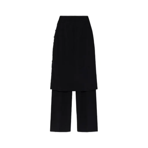 Wide-Leg Trousers With Asymmetric Skirt Overlay