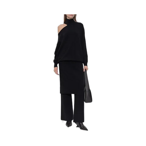 Wide-Leg Trousers With Asymmetric Skirt Overlay