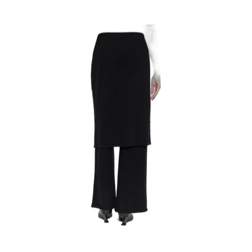 Wide-Leg Trousers With Asymmetric Skirt Overlay