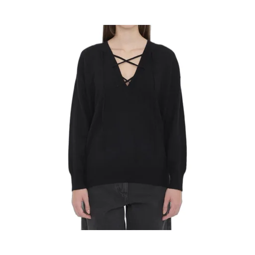 Lace-Up V-Neck Sweater