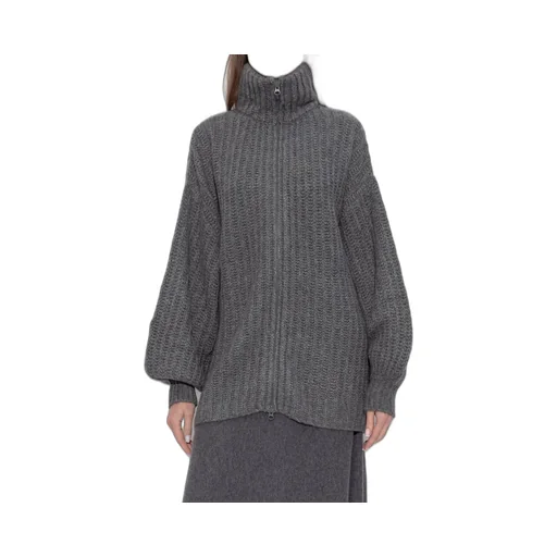 Ribbed Knit Zip-Up Cardigan