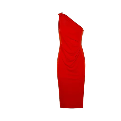 One-Shoulder Ruched Midi Dress