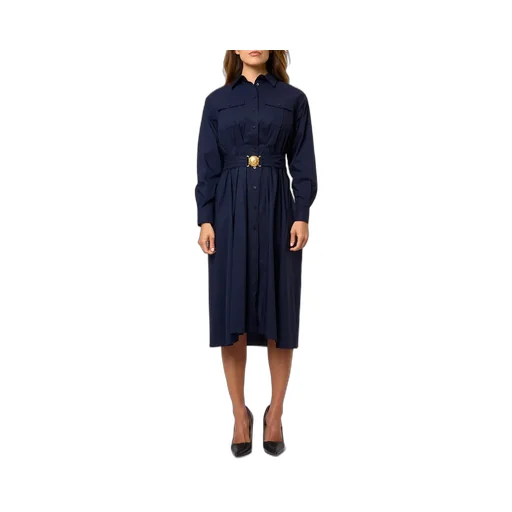Button-Front Midi Dress With Belt