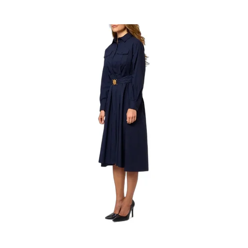 Button-Front Midi Dress With Belt