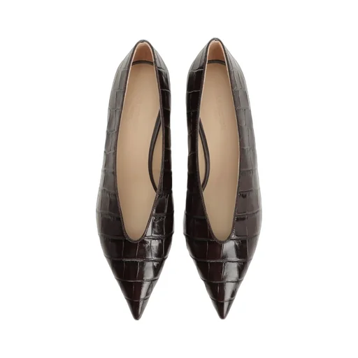 V-Neck Kitten Heel Pumps