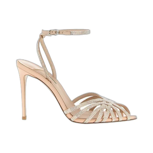 Crystal Embellished Ankle Strap Sandals