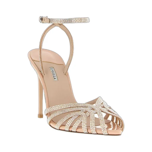 Crystal Embellished Ankle Strap Sandals